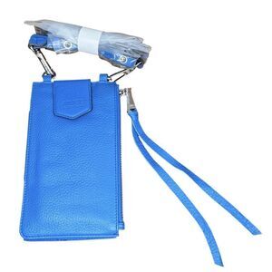 Aimee Kestenberg Leather Out of Office Cell Phone Crossbody Bag Wallet Blue